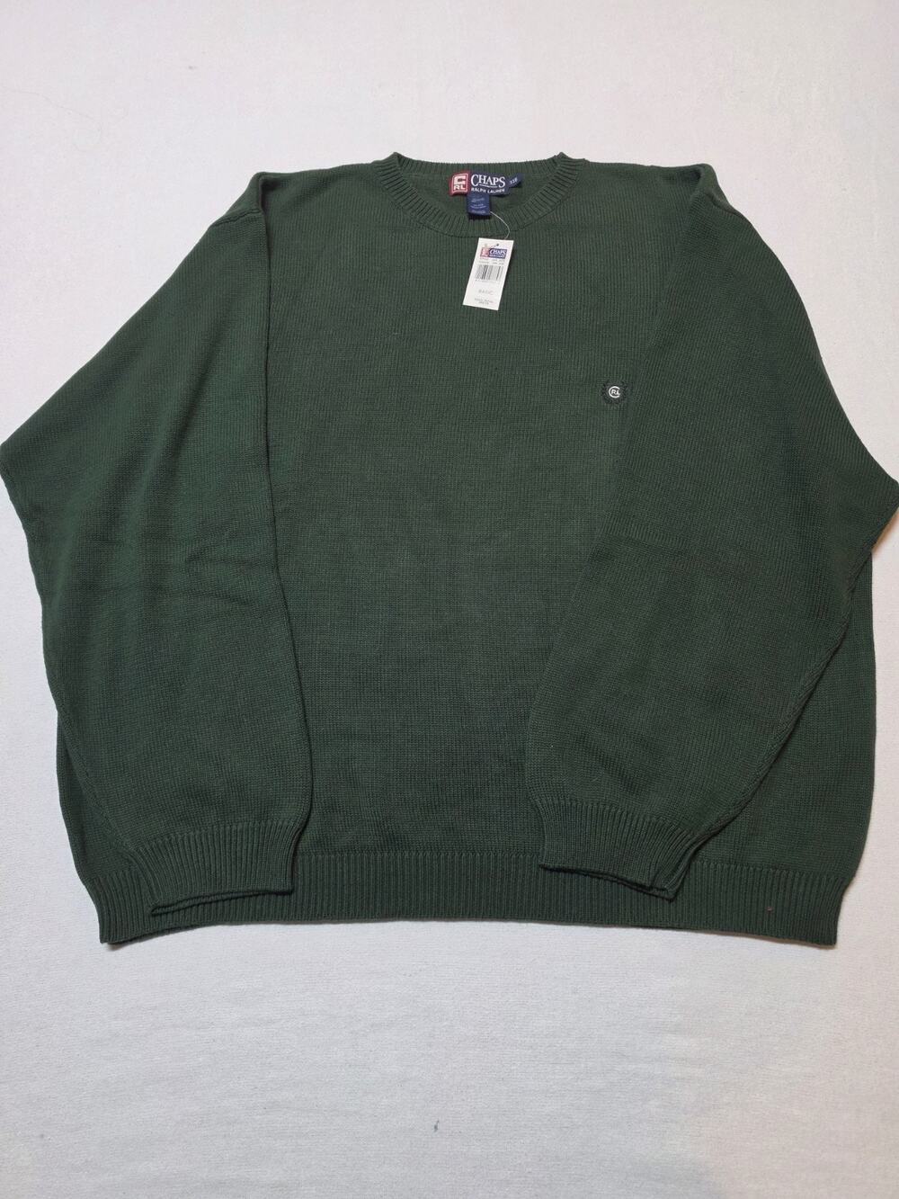 NWT Chaps Ralph Lauren Men’s 3XB Green Cotton Crewneck Sweater Vintage NOS